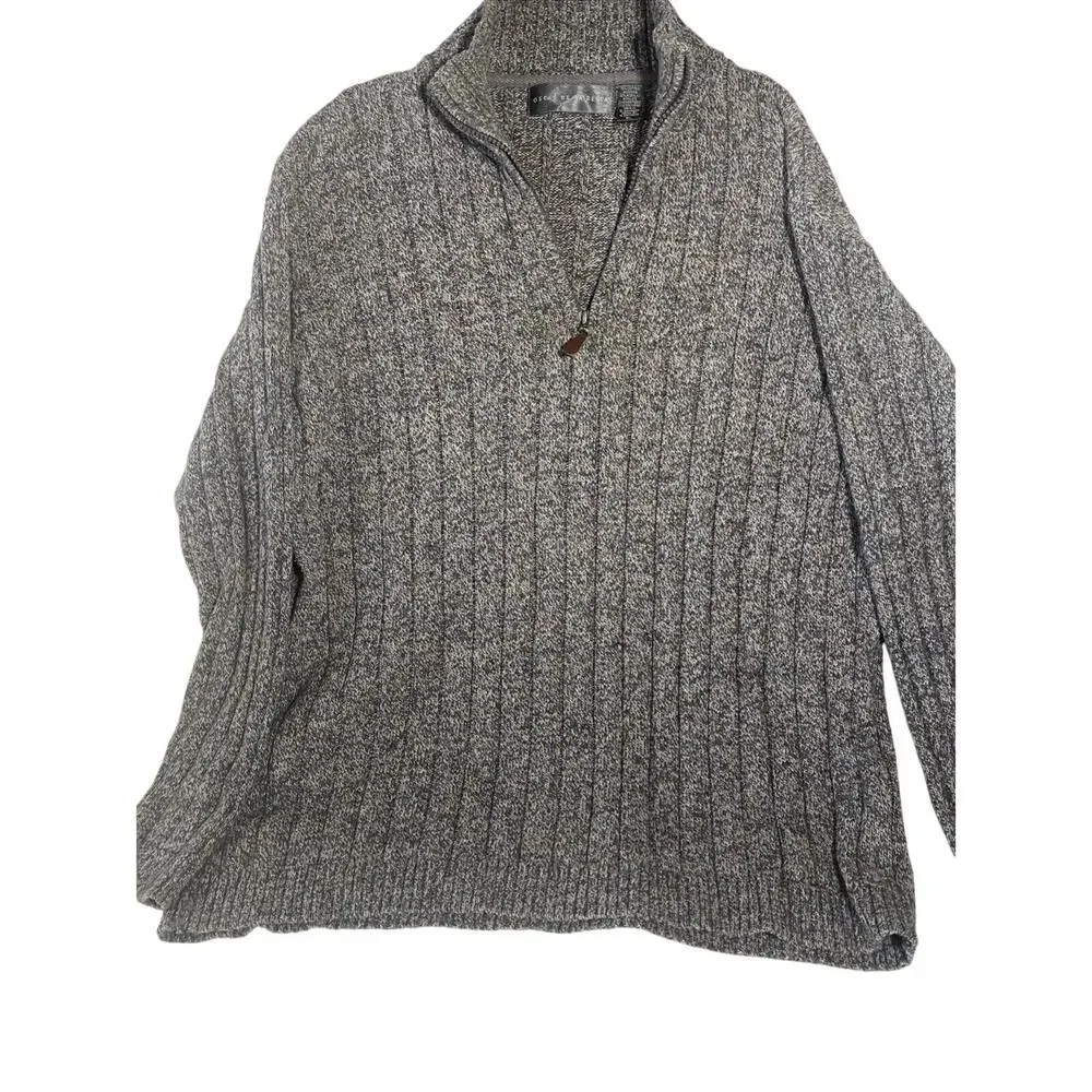 Oscar De La Renta Men's Long Sleeve Pullover Sweater 1/4 Zip Gray Size XL- EUC